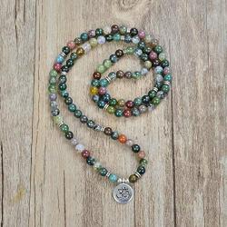 Yoga Symbol Pendant Charm 108 Mala Beads Meditation Bracelet or Necklace for Men or Women