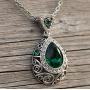 Leafael [Presented by Miss New York] Teardrop Filigree Vintage Style Jewelry Set Earrings Pendant Necklace Made with Premium Crystals, Silver-Tone, 18'' + 2'', Nickel/Lead Box