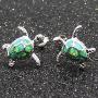 Health and Longevity Sea Turtle Birthstone Jewelry Sterling Silver Created Green Opal Sea Turtle Earring Pendant Necklace Length 18-20 inch