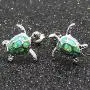 Health and Longevity Sea Turtle Birthstone Jewelry Sterling Silver Created Green Opal Sea Turtle Earring Pendant Necklace Length 18-20 inch