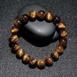 YUGDRUZY Beads Bracelet, 10mm Crystal Bracelet Natural Stone Round Gemstone Bracelet Elastic Healing Yoga Bracelet for Women Men Girl Semi-Precious Agate