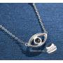 FANCIME Sterling Silver Evil Eye Necklace Evil Eye Bracelet Cubic Zirconia Simulated Diamond Pendant Necklace Yom Kippur Gifts Danity Fine Jewelry for Women Girls