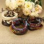 LOYALLOOK 15pcs Men Women Linen Hemp Cords Wood Beads Ethnic Tribal Bracelets Leather Wristbands