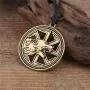 Viking Fenrir Wolf Slavic Sun Wheel Talisman Protection Necklace Viking Fenrir Wolf Slavic Sun Wheel Talisman Protection Necklace