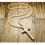 Mealguet Jewelry Wooden Large Big Wood Bead Religious Catholic Crucifix Rosary Cross Pendant Necklace for Men,First Communion Gift Inspirational Cross for Prayer