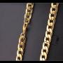 CrazyPiercing 18K Gold Plated Necklace, Men Jewelry 10MM Wide Hip Hop Turnover Chain Necklace, Stainless Steel 19'' - 24''