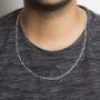 ARTURO ZETA 925 Solid Sterling Silver Figaro Link Chain Italian Necklace for Men