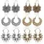 DAMLENG 6 Pairs Boho Vintage Mandala Flower Gypsy Drop Dangle Earrings for Women Girls Statement Retro Tribal National Style Hollow Earrings Set DAMLENG 6 Pairs Boho Vintage Mandala Flower Gypsy Drop Dangle Earrings for Women Girls Statement Retro Tribal National Style Hollow Earrings Set
