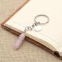 CrystalTears Semi-Precious Stone Keychain Chakra Healing Crystals Angel Reiki Pendulum Hexagonal Point Keyring Handbag Decor