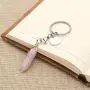 CrystalTears Semi-Precious Stone Keychain Chakra Healing Crystals Angel Reiki Pendulum Hexagonal Point Keyring Handbag Decor
