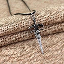 Davitu Jewelry Wow Frostmourne Sword Pendant Necklace The Lich King Necklace Men Boy Cosplay Party Birthday Gift Choker