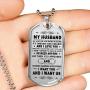 My Husband Dog Tag Necklace Pendant - Mens Jewelry - I Love You - Romantic Birthday Gifts from Wife On Xmas, Valentine, Wedding Anniversary.
