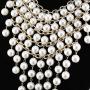 Faux Pearl Necklace Bib Chunky Necklaces For Women Fashion Jewelry Costume Layered Necklaces For Women Multi Strand Pearl White Beaded Statement Necklaces Earrings Set