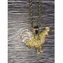Shop-iGold Men Women 925 Italy Gold Finish Iced Gallo Rooster Ice Out Pendant Stainless Steel Real 2 mm Rope Chain Necklace, Mens Jewelry, Iced Pendant, Rope Necklace