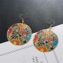 Allzedream Earrings Dangle Gold Lightweight Round Oversize Disc Drop Multicolor