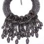 MJartoria Women Statement Skull Necklace-Carnival Festival Halloween Vintage Bohemian Ethnic Gypsy Rhinestone Bib Chunky Tassel Collar Festival Statement Necklace