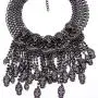 MJartoria Women Statement Skull Necklace-Carnival Festival Halloween Vintage Bohemian Ethnic Gypsy Rhinestone Bib Chunky Tassel Collar Festival Statement Necklace