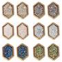 Lullabb 6 Pairs Women Crystal Druse Stud Earrings Hypoallergenic Geometry Shiny Druzy Ear-ring Men boys Fashion Jewelry for girls