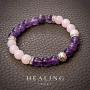 Healing Trust Amethyst Crystal Rose Quartz Bracelet for Women Lava Rock Aromatherapy Diffuser Bracelet with Lavender Essential Oil, Love Chakra Peace Happy Br