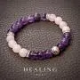 Healing Trust Amethyst Crystal Rose Quartz Bracelet for Women Lava Rock Aromatherapy Diffuser Bracelet with Lavender Essential Oil, Love Chakra Peace Happy Br