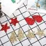URATOT 12 Pairs Christmas Glitter Faux Leather Earrings for Women Girls Christmas Tree Star Drop Earrings Teardrop Long Dangle Earrings with Red Velvet Storage Bag for Xmas Jewelry Accessory