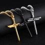 AILUOR Vintage Nail Cross Charm Pendant Necklace, Mens Stainless Steel Christian Chain Jewelry Polished