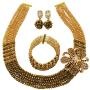 laanc Womens Girls Necklace Bracelet 5 Rows Gold AB and Colorful Crystal Beads African Jewelry Sets