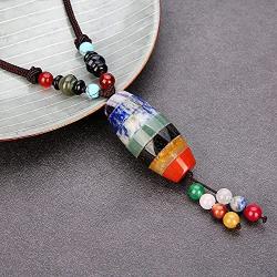 Simurg 7 Chakra Healing Stone Pendant Necklace for Meditation, Energy Enhancing, Protection and Spiritual Healing