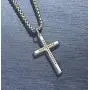 FANCIME Yellow/White Gold Plated 925 Solid Sterling Silver Polished Big Beveled Edge Mens Crucifix Cross Pendant Long Necklace Fine Jewelry For Men Boys, Strong Stainless Steel Box Chain Length 22'' FANCIME Yellow/White Gold Plated 925 Solid Sterling Silver Polished Big Beveled Edge Mens Crucifix Cross Pendant Long Necklace Fine Jewelry For Men Boys, Strong Stainless Steel Box Chain Length 22''