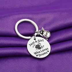 PENQI Drummer Keychain Drummer Gift Percussion Jewelry Just A Girl Who Loves Drums Key Ring Drum Band Jewelry Drum Player Gift for Drum Lover Musician