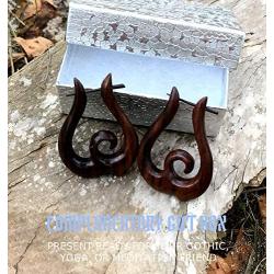 UMBRELLALABORATORY Natural Wooden Tribal Organic Bohemian Earrings Wood Boho Jewelry for Women Men