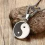 Tai Chi Yin And Yang Round Disc Coin Metal Stainless Steel Pendant Necklace for Men Women Fashion Personalized Minimalist 23.6'' Box Chain Unique Jewelry Gifts for Bff Sister Son Daughter Birthday Xmas