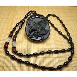 100% Pure Natural Obsidian Pendant Necklace Obsidian Crystal Pendant Necklace Pattern with Bead Chain for Men or Women