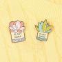 Gillna Cartoon Plant Brooch Pin Sets 2 Pieces Letter Enamel Brooch Pins Creative Cute Enamel Lapel Pin for Clothes Bags Backpack Jewelry DIY Accessories