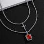 Ingemark Cross Birthstone Gem Pendant Necklace Trendy Silver Chain Choker Necklace Set