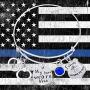 Police Jewelry, My Hero Wears Blue Charm Bracelet - Gift for Wife, Girlfriend, Mom or Daughter