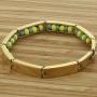 In Season Jewelry Stainless Steel Gold Tone Green Yellow Santeria Babalawo Orula Bracelet