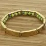 In Season Jewelry Stainless Steel Gold Tone Green Yellow Santeria Babalawo Orula Bracelet