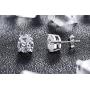 Han han Platinum Plated Men Stud Earrings CZ Diamond Earrings 925 Sterling Silver Stud Earrings for Women Cubic Zirconia Earrings Hypoallergenic Post Earrings for Unisex 2 Carats