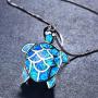SLVIEKAE Sterling Silver Opal Sea Turtle Necklaces Pendant Earrings Jewelry Sets Health and Longevity Mom Gifts
