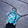 SLVIEKAE Sterling Silver Opal Sea Turtle Necklaces Pendant Earrings Jewelry Sets Health and Longevity Mom Gifts