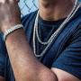 KRKC&CO 4mm Tennis Chain and Bracelet Set, 14k Gold Single Row Prong-Setting with Hand-Selected 5A CZ Stones, Urban Street-wear Hip Hop Jewelry for Rappers