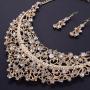 Yuhuan Women Alloy Crystal Necklace and Earring Set Wedding Jewelry Rhinestone Necklace