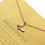 12 Pieces Friendship Pendant Chain Necklace with Message Cards, Lucky Faux Pearl Cycle Butterfly Bar Sun Arrow Double Rings Moon, Necklace Clavicle Party Favors Birthday Supply for Women Girls