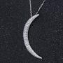 AoedeJ 14K White Gold Crescent Moon Necklace for Women Girls Sterling Silver CZ Dainty Moon Pendant Necklace