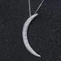 AoedeJ 14K White Gold Crescent Moon Necklace for Women Girls Sterling Silver CZ Dainty Moon Pendant Necklace