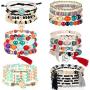 HaHaGirl 6 Sets Bohemian Stackable Bead Bracelets for Women Girls Stretch Multilayered Bracelet Set Multicolor Tassel Strand Bracelets Stretch Jewelry