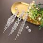 FIBO STEEL 3 Pairs Long Chandelier Tassel Dangle Earrings for Women Party Banquet Jewelry Clear Austrian Rhinestone Crystal Drop Earrings Set