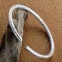 Merdia Womens 999 Solid Sterling Silver Flower Carved Bangle Cuff Bracelets 21g Weight for Wedding Gift