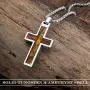 Tungsten Men’s Christian Necklace – Cross Pendant with Steel Chain 22” – – Made of Polished Solid Tungsten, Carbon Fiber, and Amethyst Shell Material – 6 Designs and Colors to Choose - Gift for Him